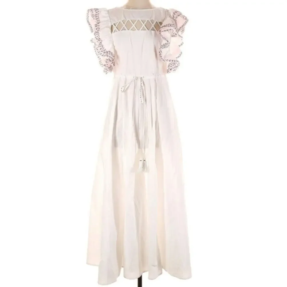 Free People Criss Cross Ruffle Shoulder Small Jumpsuit